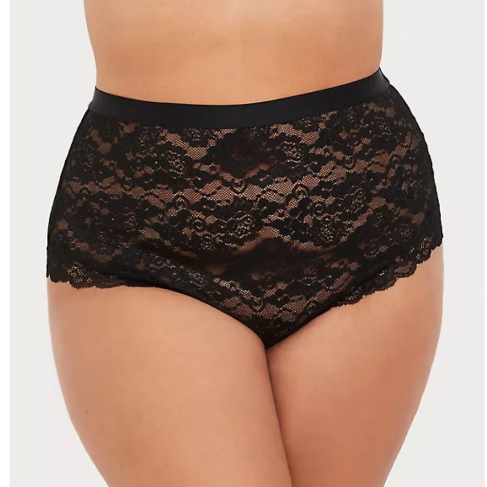 Black lace cheeky high waist Torrid panties 6x